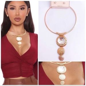 🛍🆕Cherie GOLD CHOKER RHINESTONE NECKLACE SET